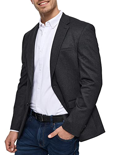 JEFF Herren Oscar Sakko mit Stretch | Anzugjacke Jackett Herrenblazer Fischgrätenmuster oder Kariert Mini Check, 46 von JEFF