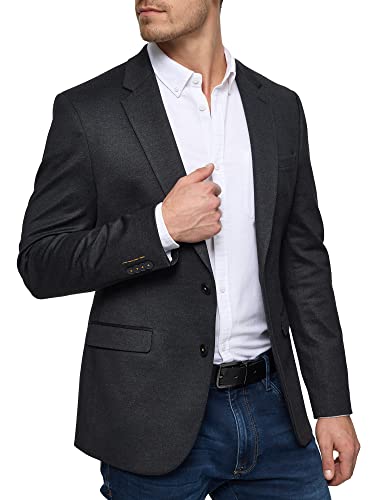 JEFF Herren Oscar Sakko mit Stretch | Anzugjacke Jackett Herrenblazer Fischgrätenmuster oder Kariert Mini Herringbone, 52 von JEFF