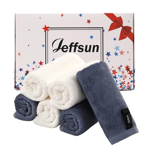 Xlarge Make-up-Entferner-Handtücher, 6 Stück, 33 x 33 cm, Waschlappen für Gesicht und Körper, superweiche und sanfte Gesichtshandtücher auf empfindlicher Haut, leicht zu reinigende Denim-blaue von JEFFSUN