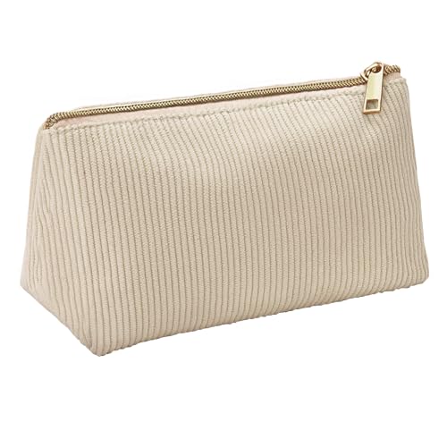JEFURE Federmäppchen, Mäppchen Cord-Stoff, Großes Fassungsvermögen Schlampermäppchen, Schüttelpenal, Stiftemäppchen für Schule, Büro, Faulenzermäppchen (Beige) von JEFURE