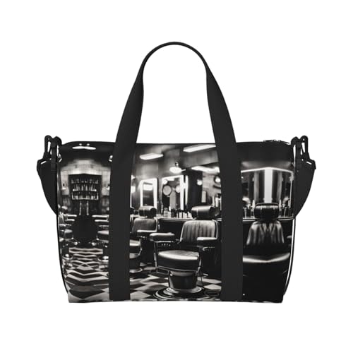 Barber Shop Reisetasche mit einfarbigem Druck, Wochenendtasche für Damen, leichte Handgepäcktasche, persönliche Gegenstände, Schwarz , Einheitsgröße von JEJEA