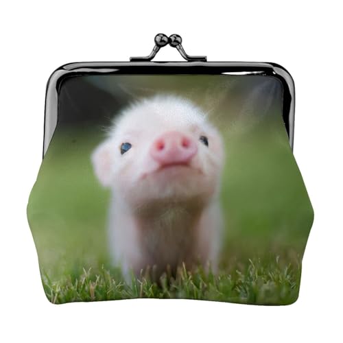 Geldbörse mit Babyschwein-Aufdruck, tragbare Geldbörse aus Faserleder, Mini-Geldbörse für Damen, Schwarz , Einheitsgröße, Münztasche von JEJEA