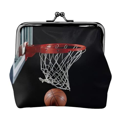 Geldbörse mit Basketball-Druck, tragbare Geldbörse aus Faserleder, Mini-Geldbörse für Damen, Schwarz , Einheitsgröße, Münztasche von JEJEA