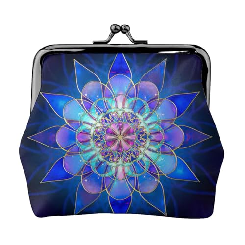 Geldbörse mit Bohemian-Lotusblumen-Druck, tragbare Geldbörse aus Faserleder, Mini-Geldbörse für Damen, Schwarz , Einheitsgröße, Münztasche von JEJEA