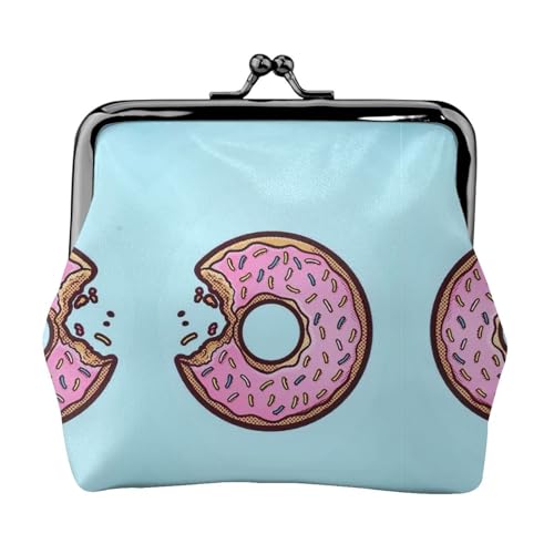 Geldbörse mit Donut-Druck, tragbare Münzgeldbörse aus Faserleder, Mini-Geldbörse für Damen, Schwarz , Einheitsgröße, Münztasche von JEJEA