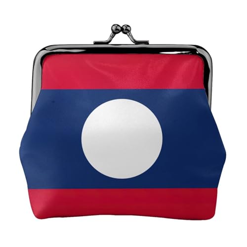 Geldbörse mit Flagge von Laos, tragbare Münzgeldbörse aus Faserleder, Mini-Geldbörse für Damen, Schwarz , Einheitsgröße, Münztasche von JEJEA