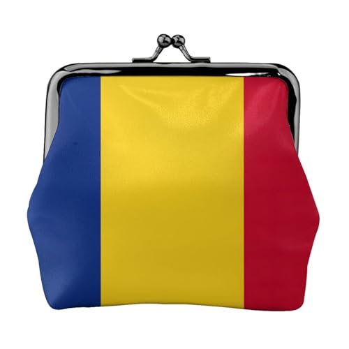 Geldbörse mit Flagge von Rumänien, tragbare Münzgeldbörse aus Faserleder, Mini-Geldbörse für Damen, Schwarz , Einheitsgröße, Münztasche von JEJEA
