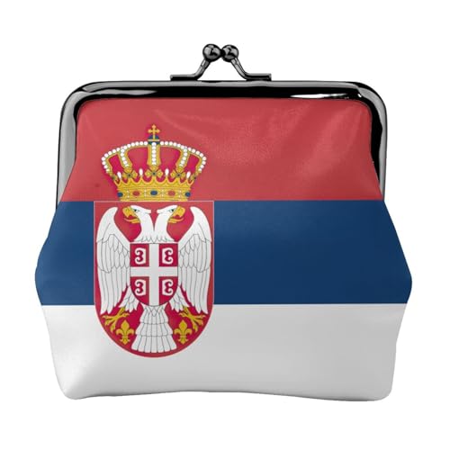 Geldbörse mit Flagge von Serbien, tragbare Münzgeldbörse aus Faserleder, Mini-Geldbörse für Damen, Schwarz , Einheitsgröße, Münztasche von JEJEA