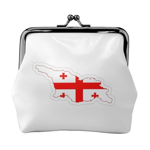 Geldbörse mit Flaggenkarte von Georgien, tragbar, Faserleder, Münzgeldbörse, Mini-Geldbörse für Damen, Schwarz , Einheitsgröße, Münztasche von JEJEA