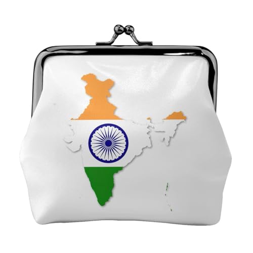 Geldbörse mit Flaggenkarte von Indien, tragbar, Faserleder, Münzgeldbörse, Mini-Geldbörse für Damen, Schwarz , Einheitsgröße, Münztasche von JEJEA