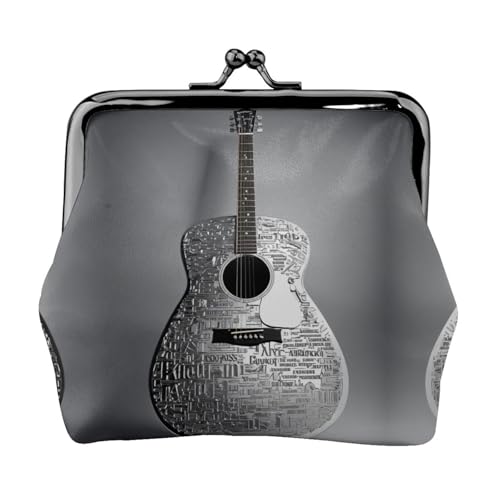 Geldbörse mit Gitarrenmuster, tragbare Geldbörse aus Faserleder, Mini-Geldbörse für Damen, Schwarz , Einheitsgröße, Münztasche von JEJEA