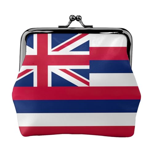 Geldbörse mit Hawaii-Flaggen-Druck, tragbare Münzbörse aus Faserleder, Mini-Geldbörse für Damen, Schwarz , Einheitsgröße, Münztasche von JEJEA