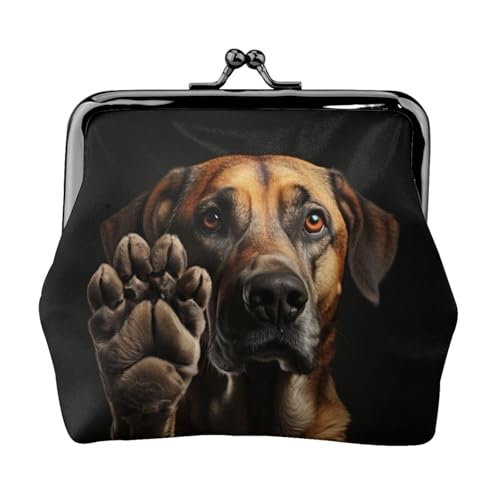 Geldbörse mit Hundepfotenabdruck, tragbare Münzgeldbörse aus Faserleder, Mini-Geldbörse für Damen, Schwarz , Einheitsgröße, Münztasche von JEJEA