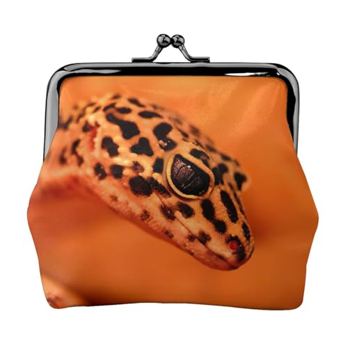 Geldbörse mit Leoparden-Motiv, tragbar, Faserleder, Münzgeldbörse, Mini-Geldbörse für Damen, Schwarz , Einheitsgröße, Münztasche von JEJEA