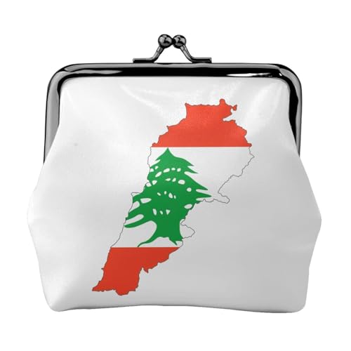 Geldbörse mit Libanon-Flagge, Kartendruck, tragbare Münzgeldbörse aus Faserleder, Mini-Geldbörse für Damen, Schwarz , Einheitsgröße, Münztasche von JEJEA