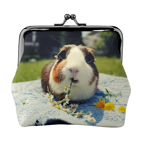 Geldbörse mit Meerschweinchen-Aufdruck, tragbare Geldbörse aus Faserleder, Mini-Geldbörse für Damen, Schwarz , Einheitsgröße, Münztasche von JEJEA