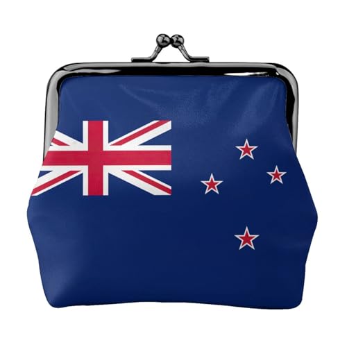 Geldbörse mit Neuseeland-Flagge, tragbar, Faserleder, Münzgeldbörse, Mini-Geldbörse für Damen, Schwarz , Einheitsgröße, Münztasche von JEJEA