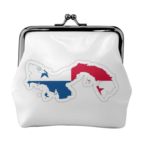 Geldbörse mit Panama-Flagge, Kartendruck, tragbare Geldbörse aus Faserleder, Mini-Geldbörse für Damen, Schwarz , Einheitsgröße, Münztasche von JEJEA