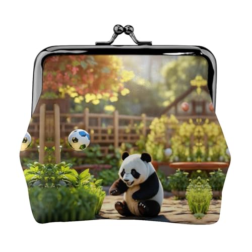 Geldbörse mit Panda-Druck, tragbare Geldbörse aus Faserleder, Mini-Geldbörse für Damen, Schwarz , Einheitsgröße, Münztasche von JEJEA