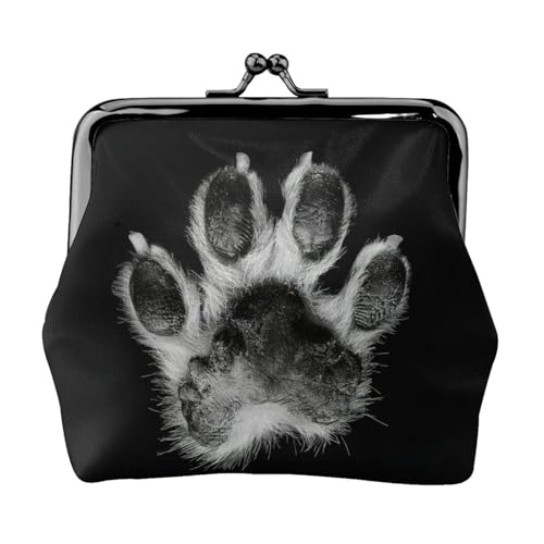 Geldbörse mit Pfotenabdruck, tragbare Geldbörse aus Faserleder, Mini-Geldbörse für Damen, Schwarz , Einheitsgröße, Münztasche von JEJEA