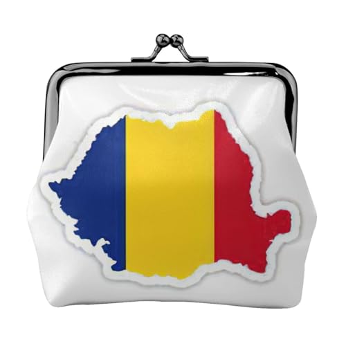 Geldbörse mit Rumänien-Flagge, tragbar, Faserleder, Münzgeldbörse, Mini-Geldbörse für Damen, Schwarz , Einheitsgröße, Münztasche von JEJEA