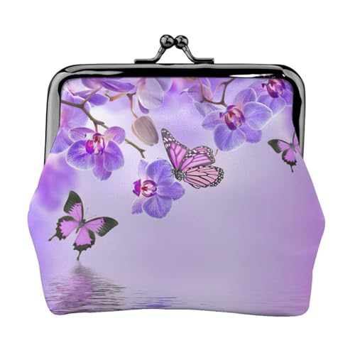 Geldbörse mit Schmetterlings-Aufdruck, tragbare Geldbörse aus Faserleder, Mini-Geldbörse für Damen, Schwarz , Einheitsgröße, Münztasche von JEJEA