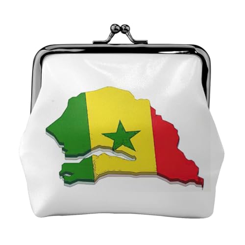 Geldbörse mit Senegal-Flagge, Kartendruck, tragbare Münzgeldbörse aus Faserleder, Mini-Geldbörse für Damen, Schwarz , Einheitsgröße, Münztasche von JEJEA