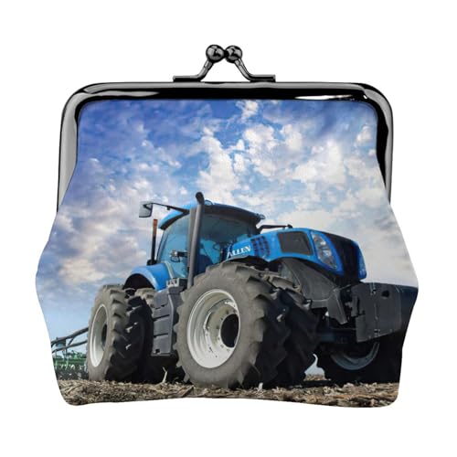 Geldbörse mit Traktor-Druck, tragbare Geldbörse aus Faserleder, Mini-Geldbörse für Damen, Schwarz , Einheitsgröße, Münztasche von JEJEA