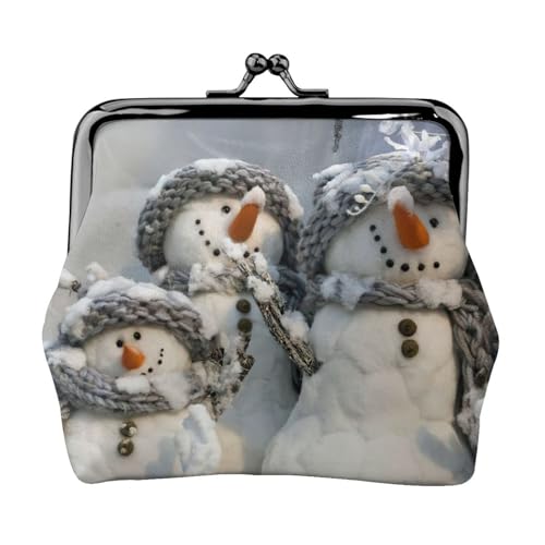 Geldbörse mit Weihnachtsmotiv und Schneemann-Druck, tragbare Geldbörse aus Faserleder, Mini-Geldbörse für Damen, Schwarz , Einheitsgröße, Münztasche von JEJEA