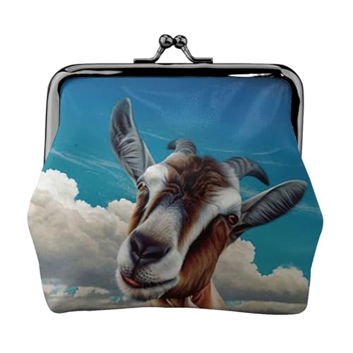 Geldbörse mit Ziegenmuster, tragbare Münzgeldbörse aus Faserleder, Mini-Geldbörse für Damen, Schwarz , Einheitsgröße, Münztasche von JEJEA