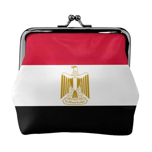 Geldbörse mit ägyptischer Flagge, tragbare Geldbörse aus Faserleder, Mini-Geldbörse für Damen, Schwarz , Einheitsgröße, Münztasche von JEJEA