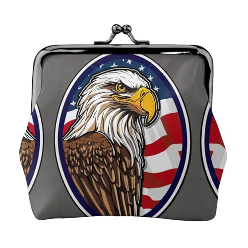 Geldbörse mit amerikanischem Weißkopfseeadler-Druck, tragbare Münzgeldbörse aus Faserleder, Mini-Geldbörse für Damen, Schwarz , Einheitsgröße, Münztasche von JEJEA