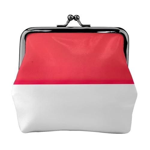 Geldbörse mit indonesischer Flagge, tragbare Geldbörse aus Faserleder, Mini-Geldbörse für Damen, Schwarz , Einheitsgröße, Münztasche von JEJEA
