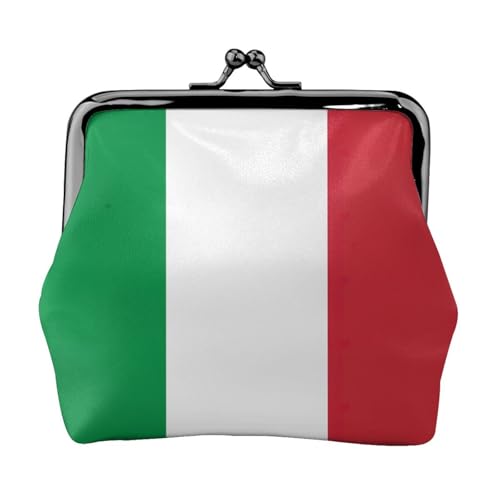 Geldbörse mit italienischer Flagge, tragbare Geldbörse aus Faserleder, Mini-Geldbörse für Damen, Schwarz , Einheitsgröße, Münztasche von JEJEA