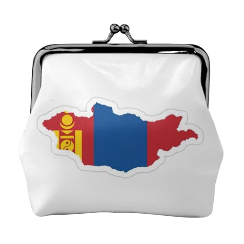 Geldbörse mit mongolischer Flagge, Kartendruck, tragbare Münzgeldbörse aus Faserleder, Mini-Geldbörse für Damen, Schwarz , Einheitsgröße, Münztasche von JEJEA