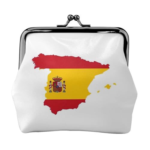 Geldbörse mit spanischer Flagge, tragbar, Faserleder, Münzgeldbörse, Mini-Geldbörse für Damen, Schwarz , Einheitsgröße, Münztasche von JEJEA