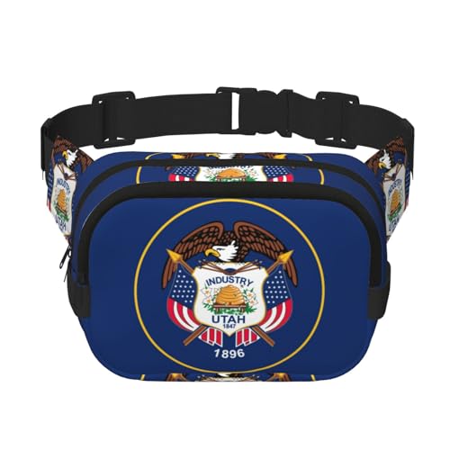 Gürteltasche für Damen, Utah-Flagge, mit verstellbarem Gurt, für Workout/Laufen/Wandern, Umhängetasche, Schwarz , Einheitsgröße von JEJEA