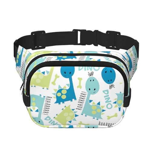 Gürteltasche für Damen mit süßem Dinosaurier-Druck, mit verstellbarem Riemen, für Workout/Laufen/Wandern, Umhängetasche, Schwarz , Einheitsgröße von JEJEA