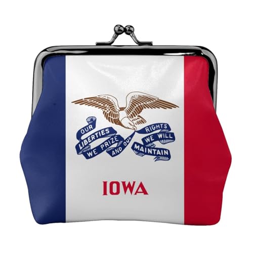 Iowa Geldbörse mit Staatsflaggen-Druck, tragbare Münzgeldbörse aus Faserleder, Mini-Geldbörse für Damen, Schwarz , Einheitsgröße, Münztasche von JEJEA