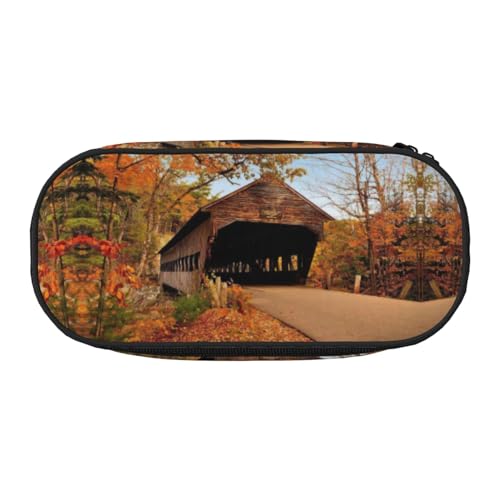 JEJEA Albany Federmäppchen mit überzogenem Brückendruck, großes Fassungsvermögen, große Aufbewahrung, hohe Kapazität, Beutelhalter, Organizer, Schwarz , Einheitsgröße, Taschen-Organizer von JEJEA