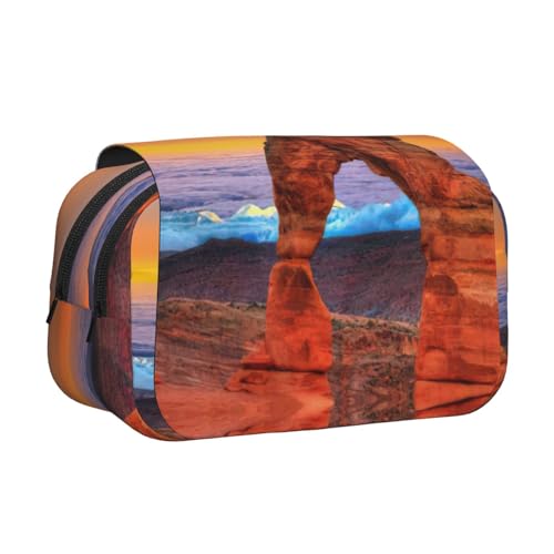 JEJEA Arches Federmäppchen mit Nationalpark-Druck, für Bleistifte, Make-up, Mehrzweck-Organizer-Box für Erwachsene, Schwarz , Einheitsgröße, Kulturbeutel von JEJEA