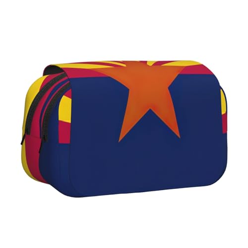 JEJEA Arizona Federmäppchen mit Staatsflaggen-Druck, Federmäppchen, Halter für Bleistifte, Make-up, Mehrzweck-Organizer-Box für Erwachsene, Schwarz , Einheitsgröße, Kulturbeutel von JEJEA