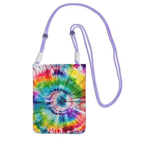JEJEA Batik-Telefontasche mit Hippie-Druck, für Damen und Herren, verstellbarer Riemen, Handygeldbörse, für Reisen und Einkaufen, violett, Einheitsgröße JEJEA Batik-Telefontasche mit Hippie-Druck, für Damen und Herren, verstellbarer Riemen, Handygeldbörse, für Reisen und Einkaufen, violett, Einheitsgröße von JEJEA