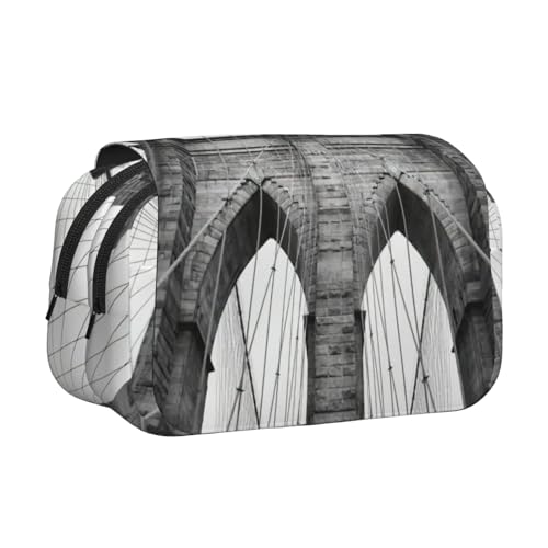 JEJEA Brooklyn Federmäppchen mit Brücken-Aufdruck, Federmäppchen, Halter für Bleistifte, Make-up, Mehrzweck-Organizer-Box für Erwachsene, Schwarz , Einheitsgröße, Kulturbeutel von JEJEA