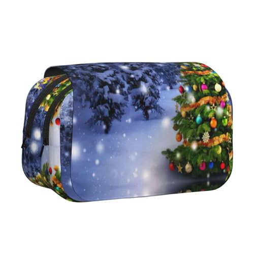JEJEA Christmas Tree1 Federmäppchen mit Aufdruck "Christmas Tree1", Federmäppchen, Halter für Bleistifte, Make-up, Mehrzweck-Organizer-Box für Erwachsene, Schwarz , Einheitsgröße, Kulturbeutel von JEJEA