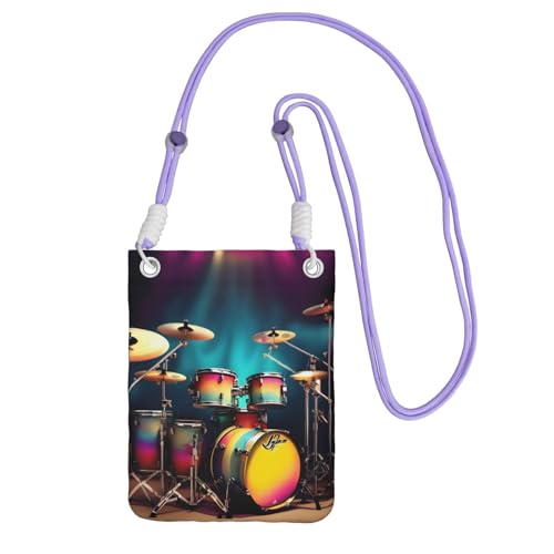 JEJEA Cool Drums Set Print Crossbody Handytasche für Damen und Herren, verstellbarer Riemen, Handygeldbörse, für Reisen und Einkaufen, violett, Einheitsgröße JEJEA Cool Drums Set Print Crossbody Handytasche für Damen und Herren, verstellbarer Riemen, Handygeldbörse, für Reisen und Einkaufen, violett, Einheitsgröße von JEJEA