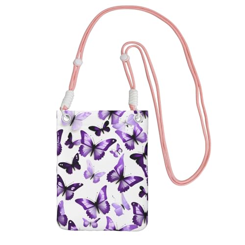 JEJEA Crossbody-Tasche für Damen und Herren, mit verstellbarem Riemen, für Reisen, Einkaufen, Weiß / Violett, rose, Einheitsgröße JEJEA Crossbody-Tasche für Damen und Herren, mit verstellbarem Riemen, für Reisen, Einkaufen, Weiß / Violett, rose, Einheitsgröße von JEJEA