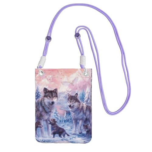 JEJEA Crossbody-Tasche mit Wölf-Aufdruck, für Damen und Herren, verstellbarer Riemen, für Reisen, Einkaufen, violett, Einheitsgröße JEJEA Crossbody-Tasche mit Wölf-Aufdruck, für Damen und Herren, verstellbarer Riemen, für Reisen, Einkaufen, violett, Einheitsgröße von JEJEA