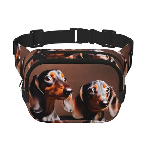 JEJEA Damen Bauchtasche mit Dackel-Motiv, mit verstellbarem Riemen, für Workout/Laufen/Wandern, Cross-Body-Bauchtasche, Schwarz , Einheitsgröße von JEJEA