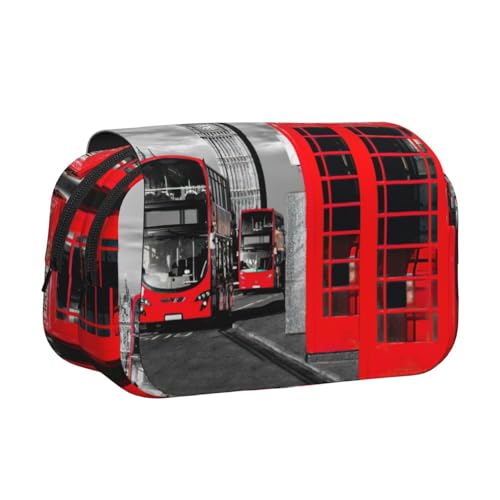 JEJEA England UK Retro London Telefondruck Stifteetui Federmäppchen Halter für Bleistifte Make-up Mehrzweck-Organizer-Box für Erwachsene, Schwarz , Einheitsgröße, Kulturbeutel von JEJEA